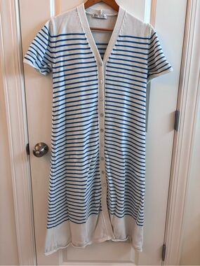 Zara Midi Knit Dress with Blue Stripes
